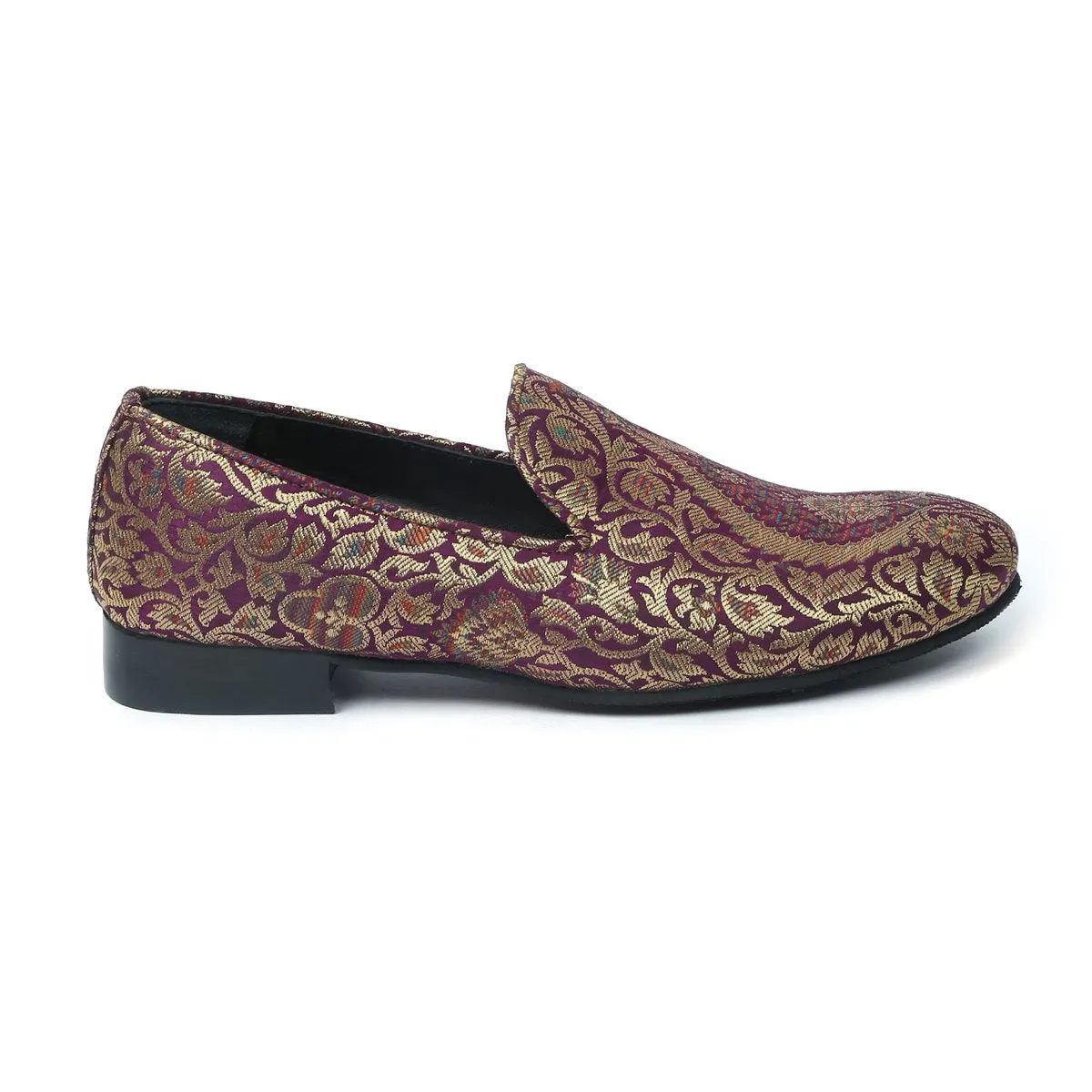 Men's Purple cultural inspired Embroidery Slip-On by Brune & Bareskin