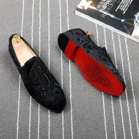 Men's Velvet Embroidered Loafers