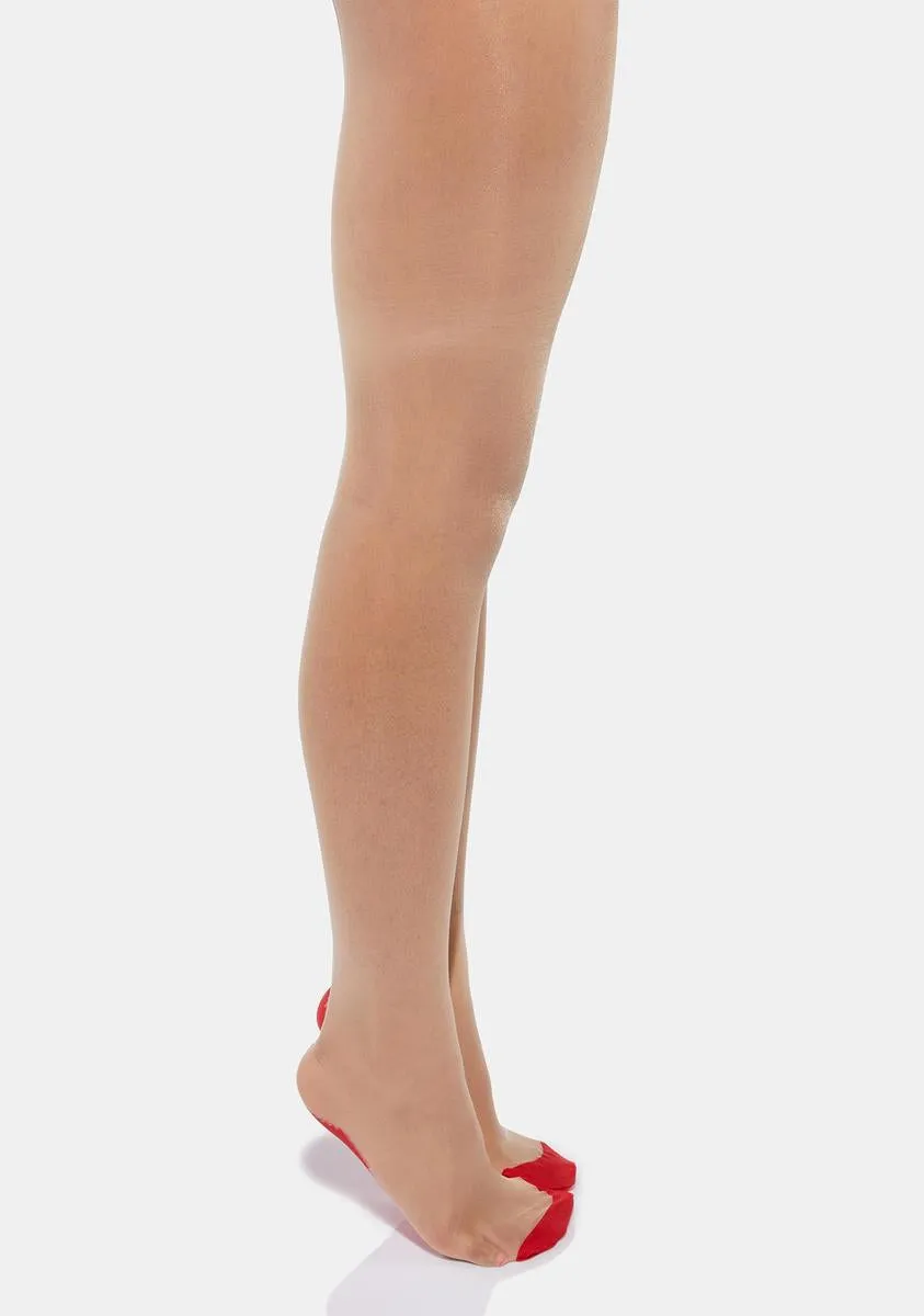 Nude Sheer Backseam Cuban Heel Tights