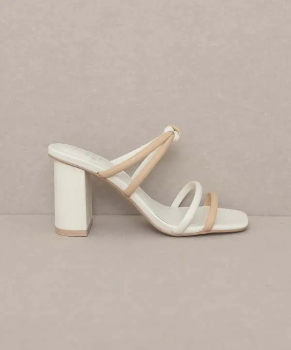 Oasis Society Sawyer - Beige Two Strap Summer Heels Sandals