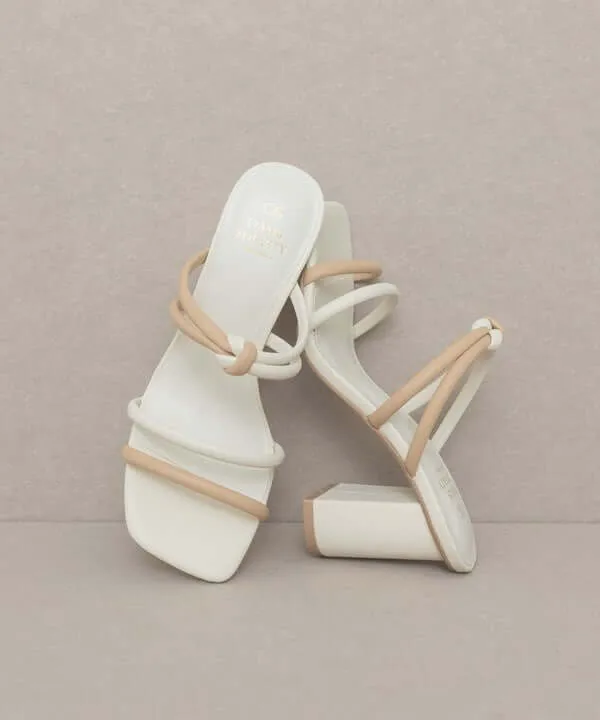 Oasis Society Sawyer - Beige Two Strap Summer Heels Sandals