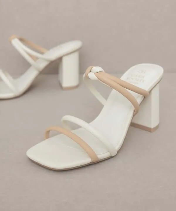 Oasis Society Sawyer - Beige Two Strap Summer Heels Sandals