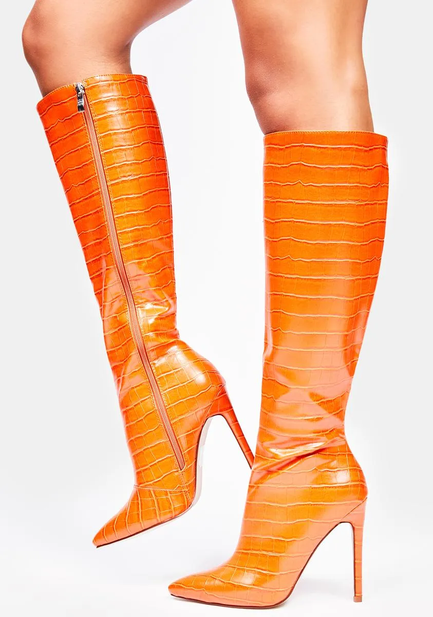 Orange I Just Want A Taste Stiletto Boots