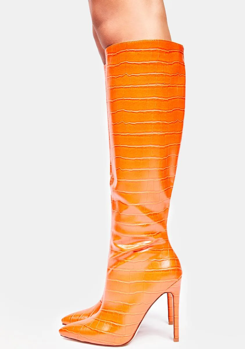 Orange I Just Want A Taste Stiletto Boots