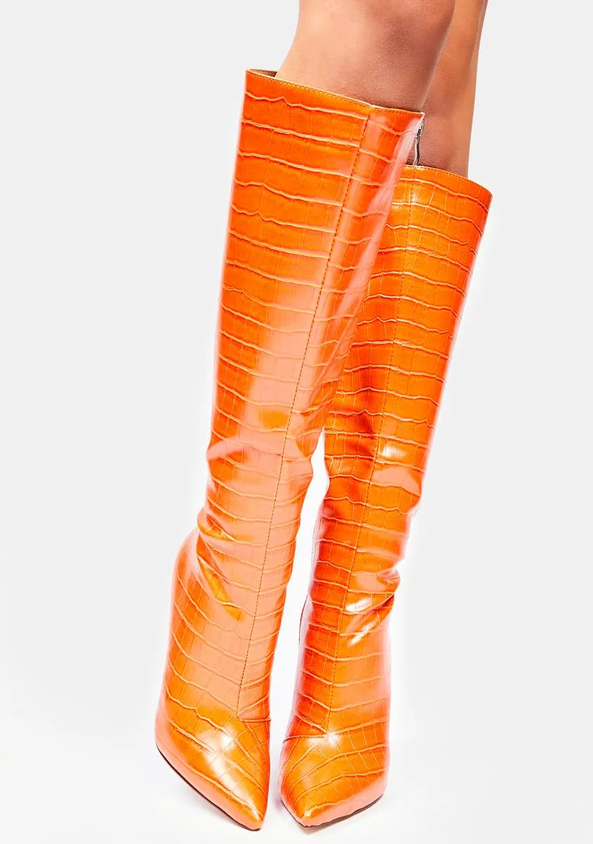 Orange I Just Want A Taste Stiletto Boots