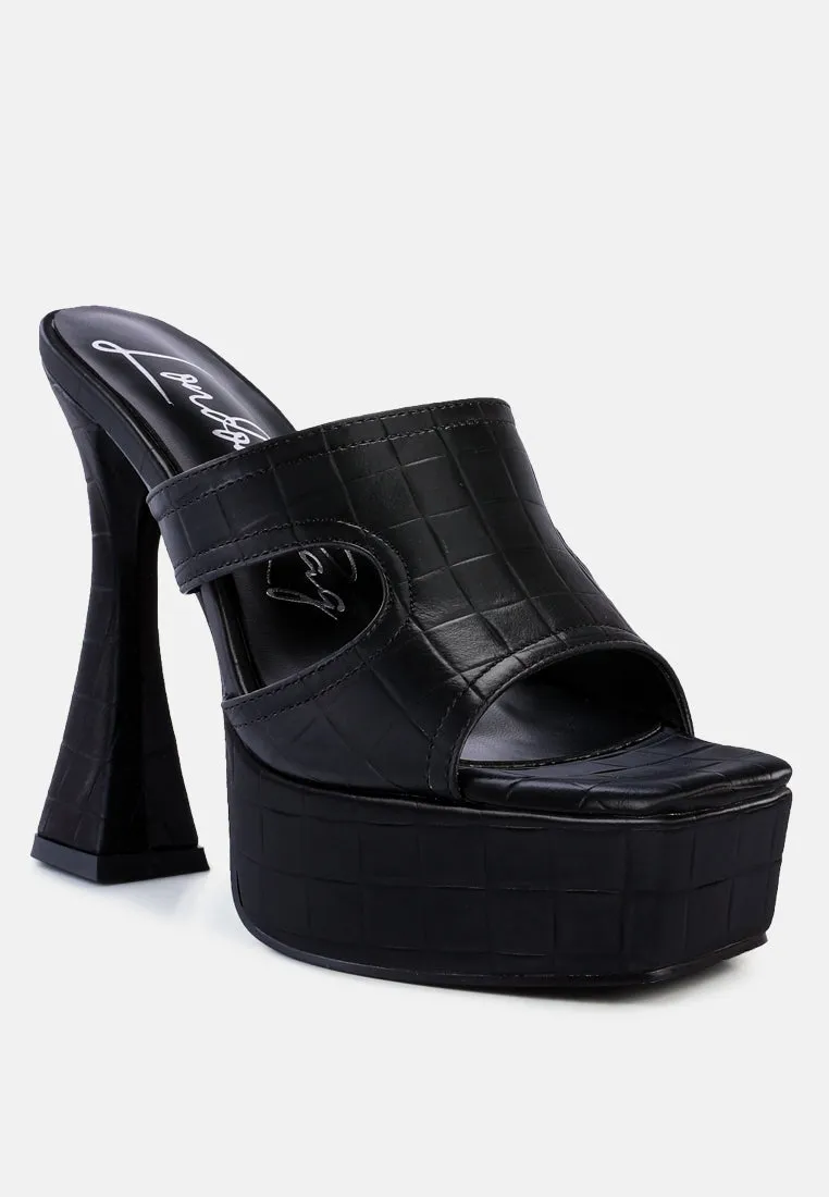 Pda Croc High Heel Platform Sandals