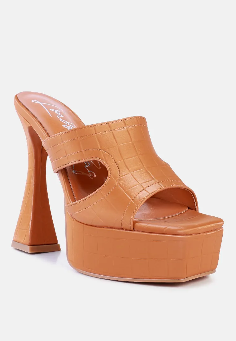 Pda Croc High Heel Platform Sandals