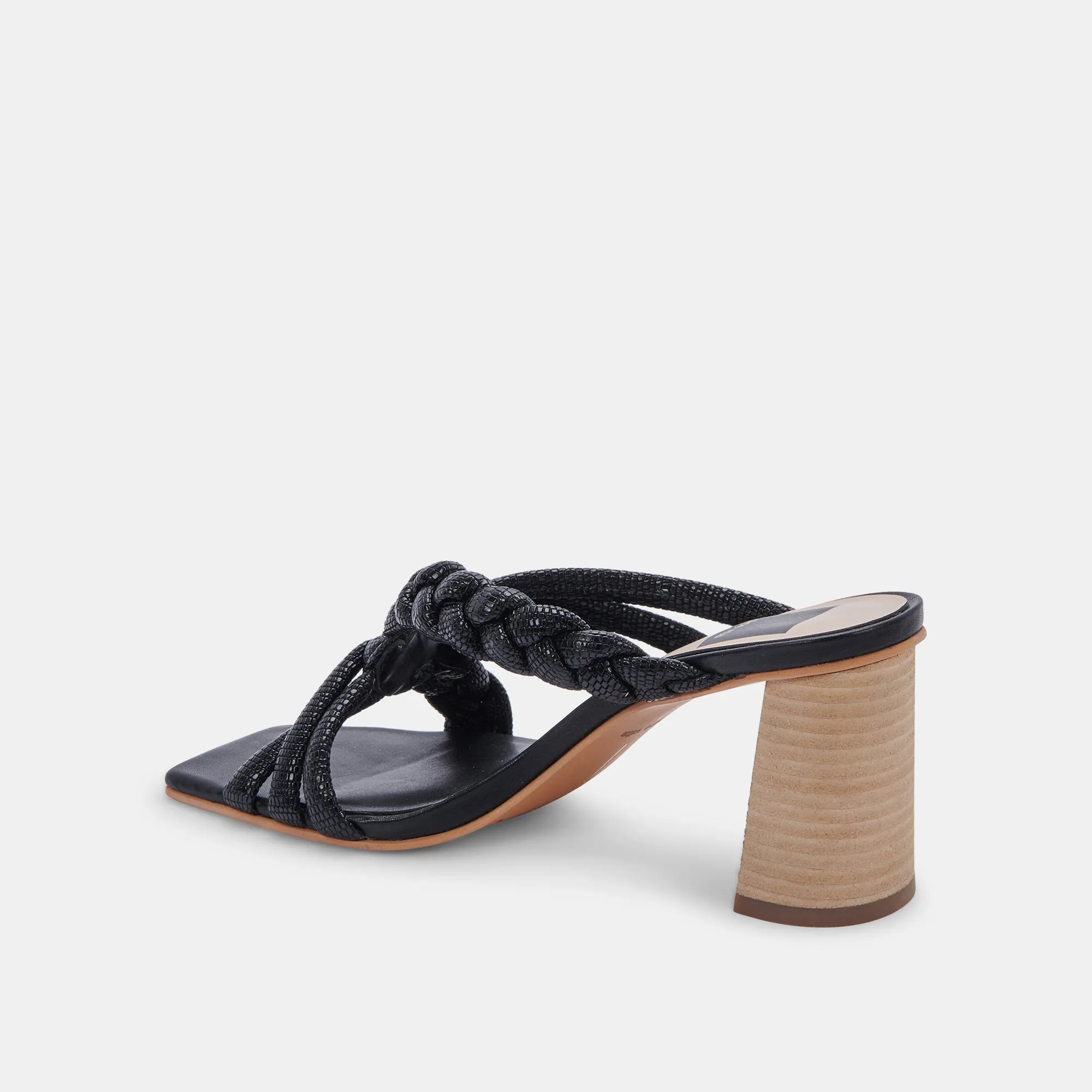 PIPIN HEELS BLACK EMBOSSED LEATHER - re:vita