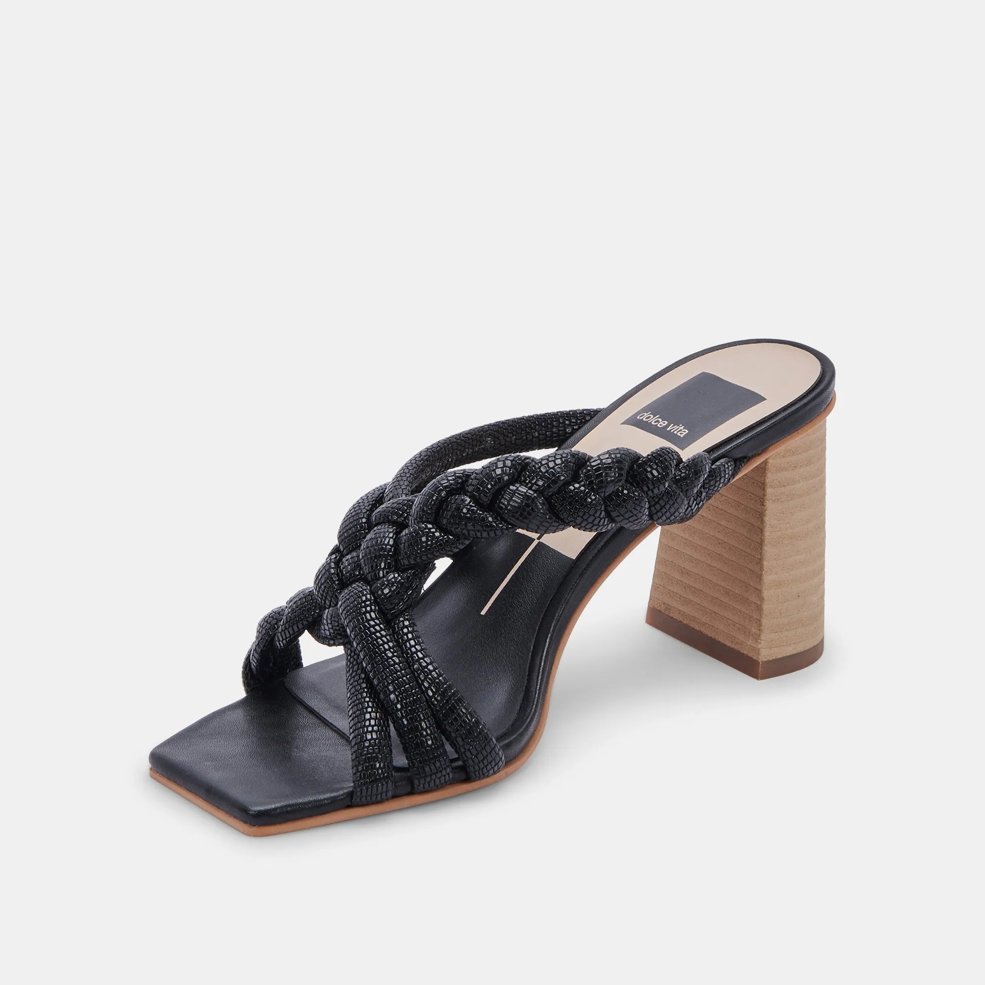 PIPIN HEELS BLACK EMBOSSED LEATHER - re:vita