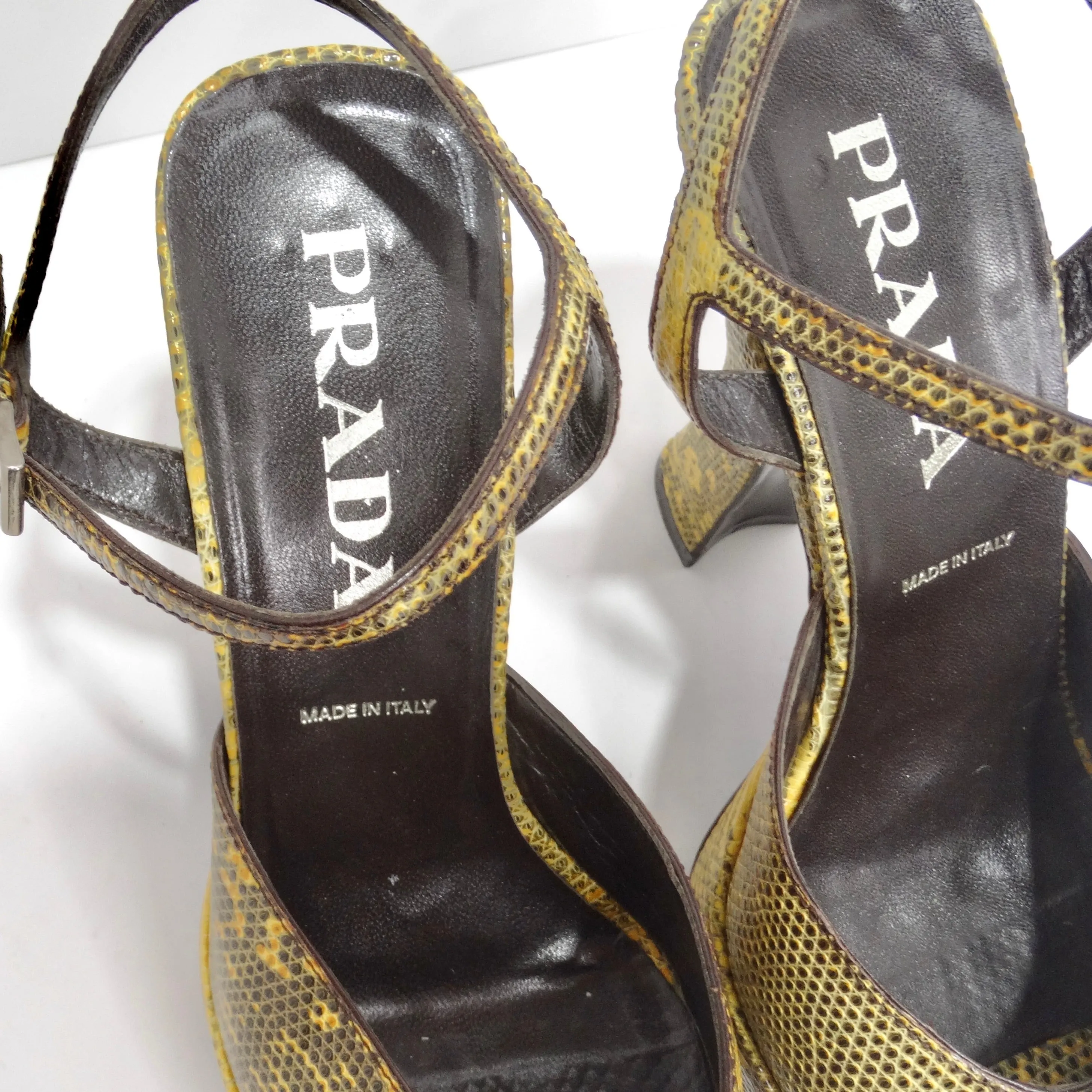 Prada 1990s Embossed Buckle Platforms