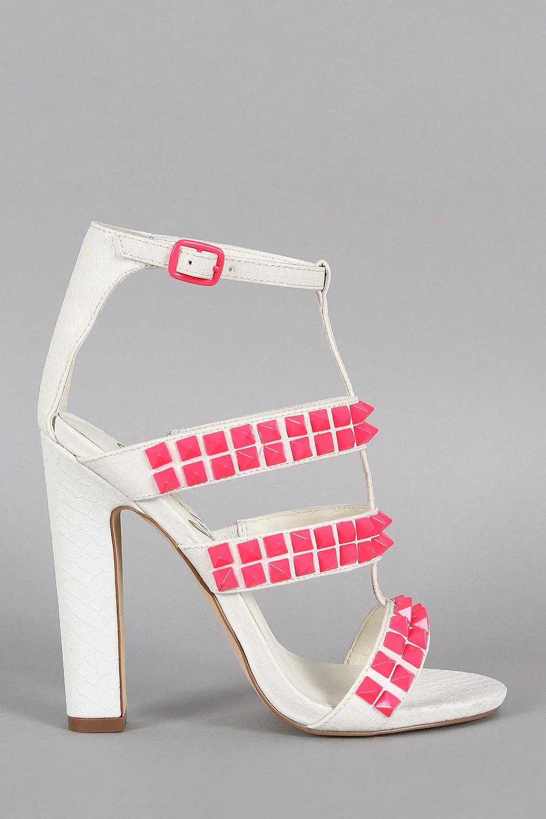 Privileged Neon Studded Caged Open Toe Heel