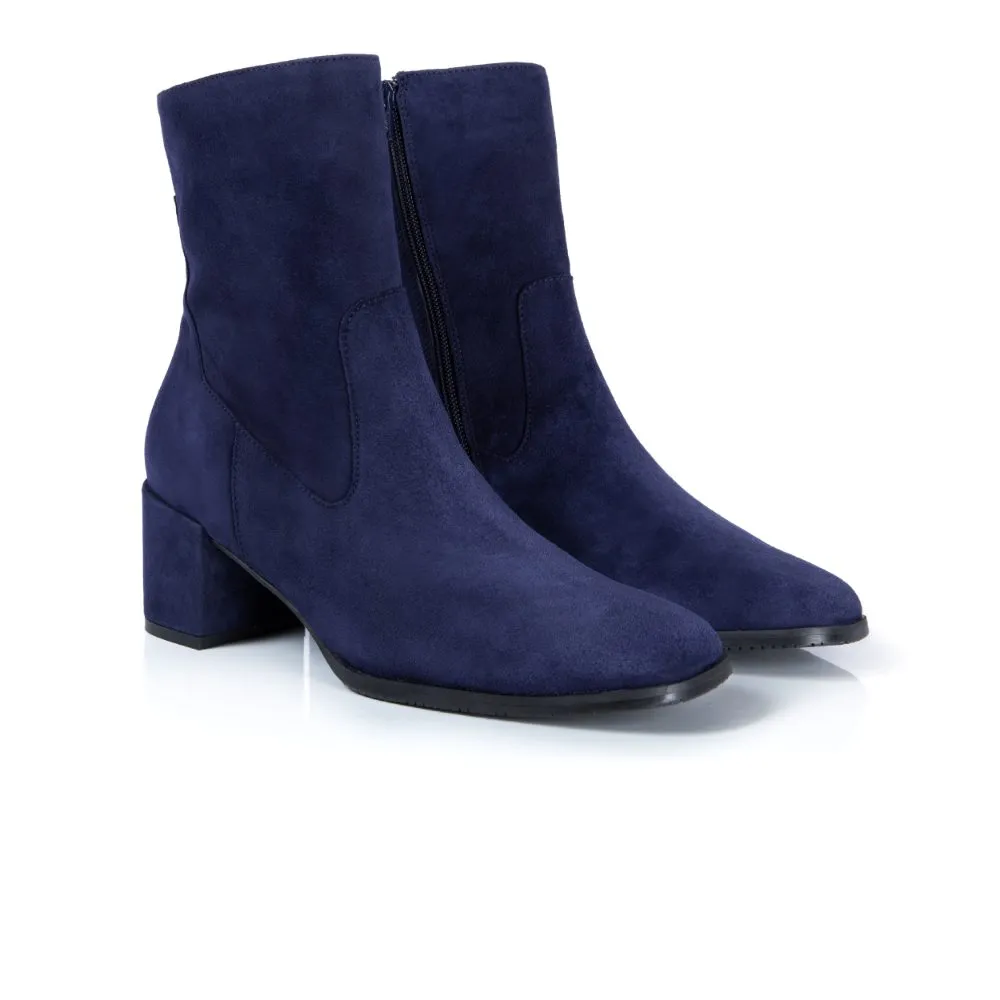 Queenie: Navy Suede Ankle Boots