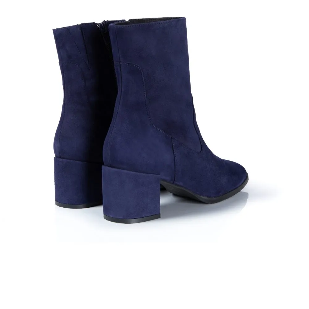 Queenie: Navy Suede Ankle Boots