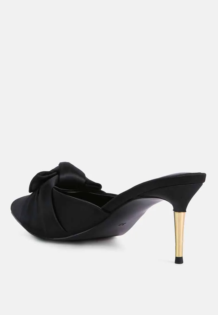 Queenie Satin Stiletto Mule Sandals