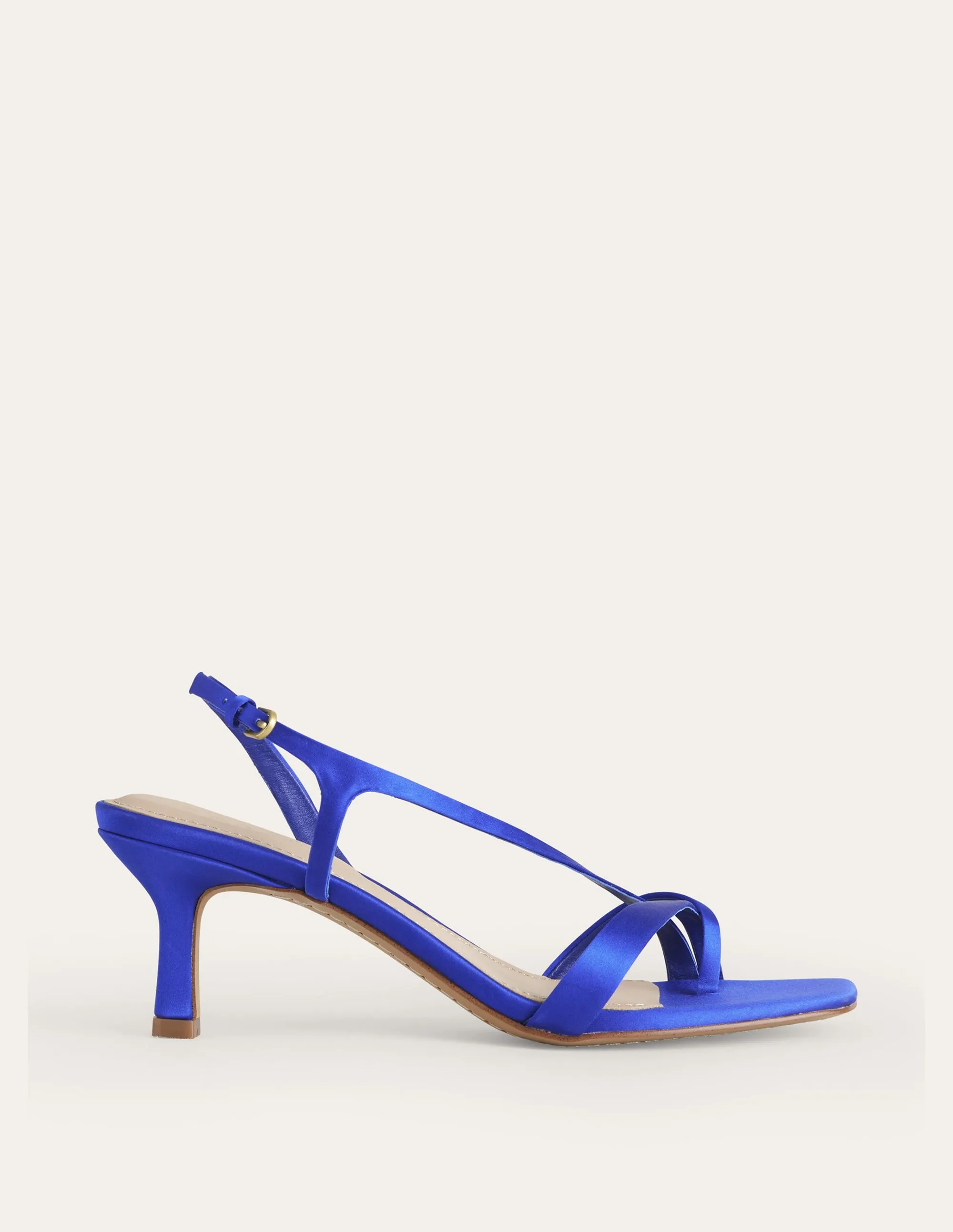 Satin Low-Heeled Sandals-Bright Blue