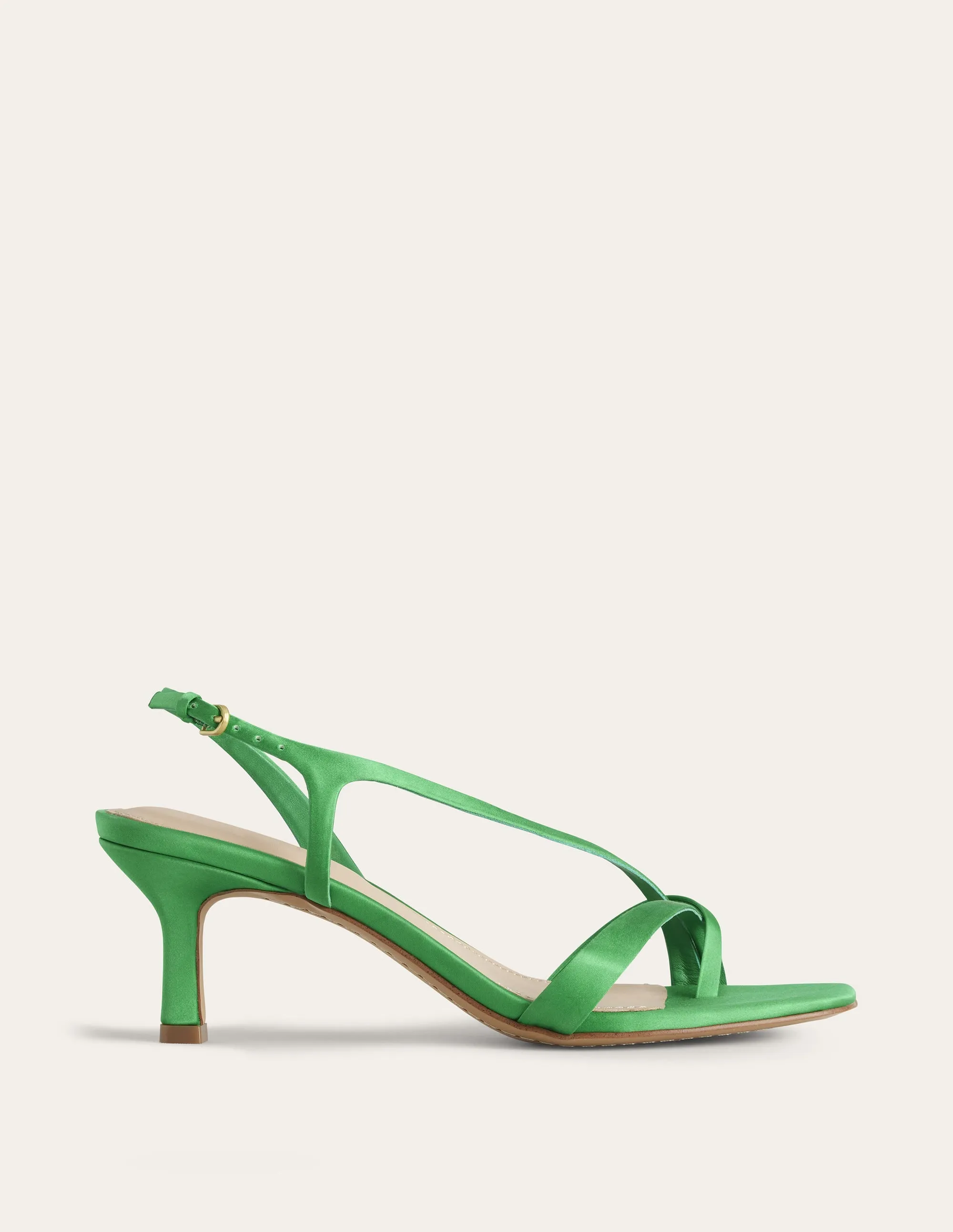 Satin Low-Heeled Sandals-Green Pepper