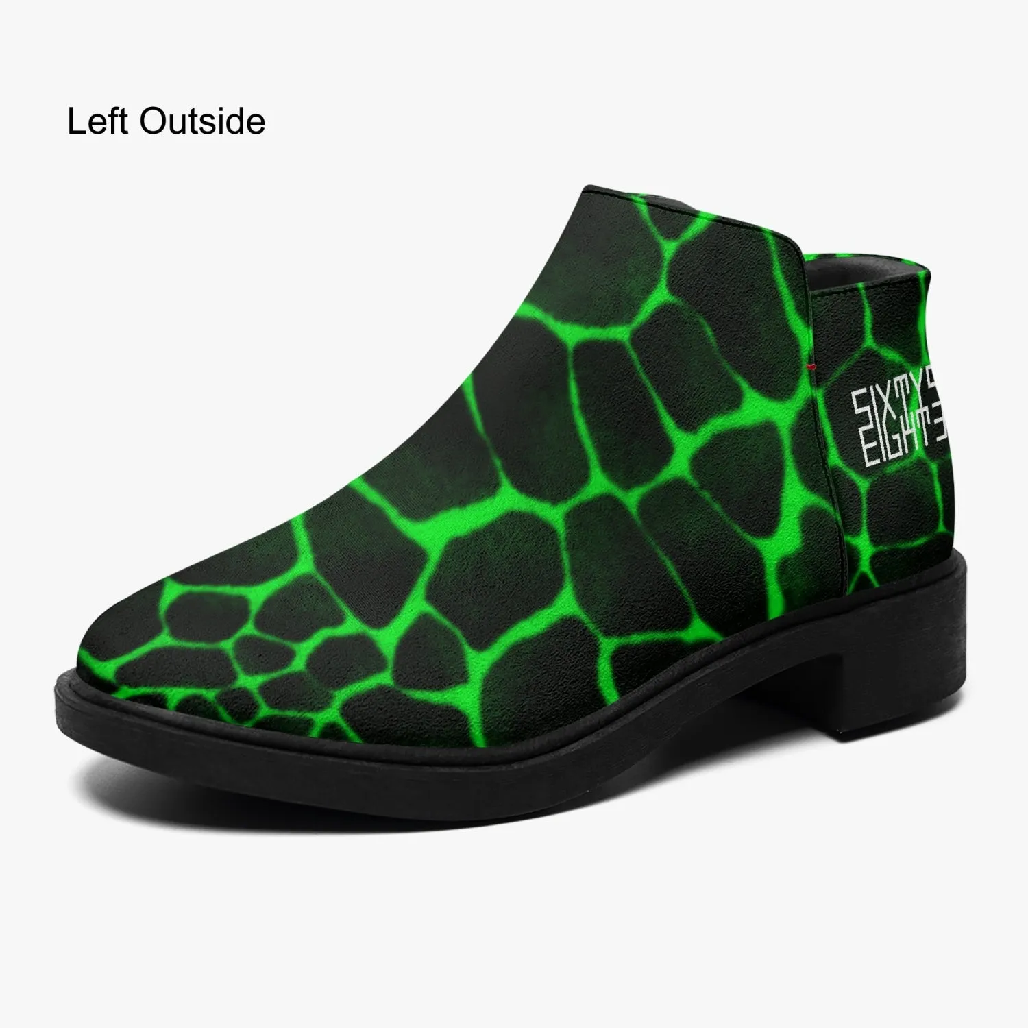 Sixty Eight 93 Logo White Boa Black Lime Suede Zipper Boots