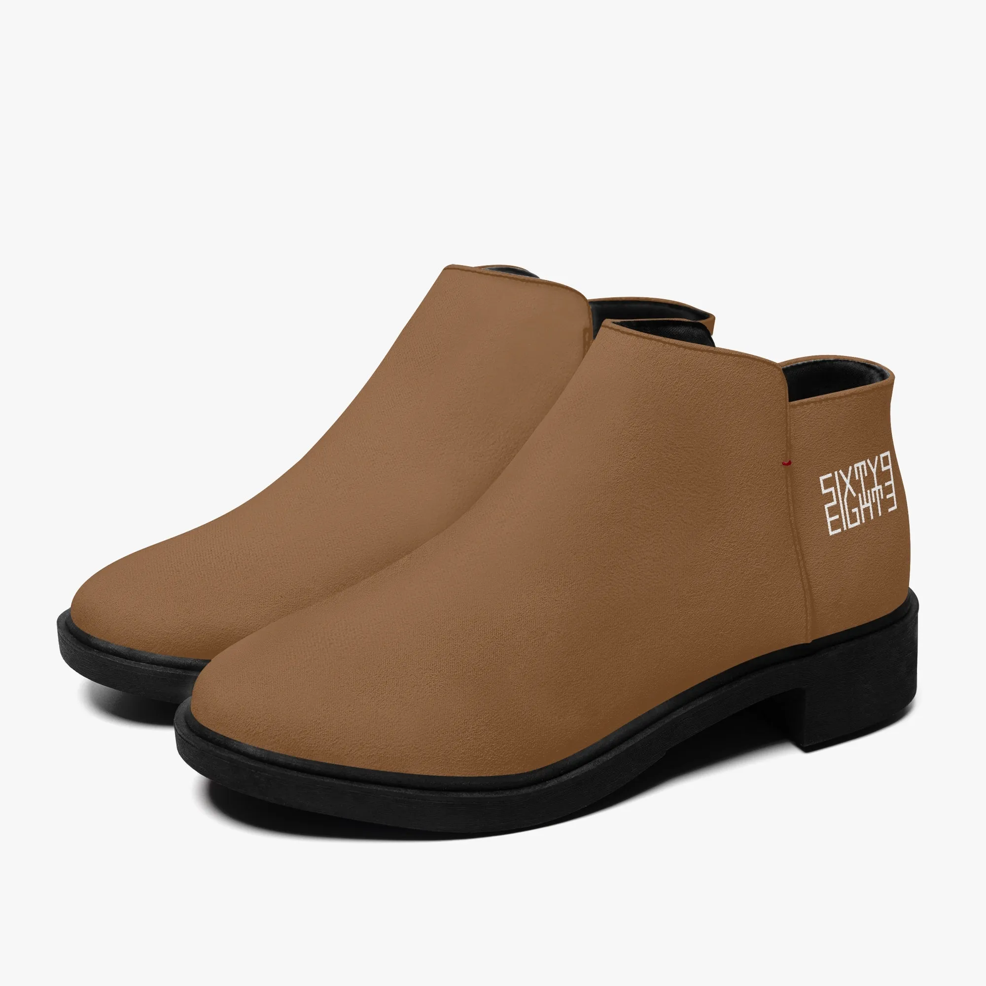 Sixty Eight 93 Logo White Chocolate Brown Suede Zipper Boots