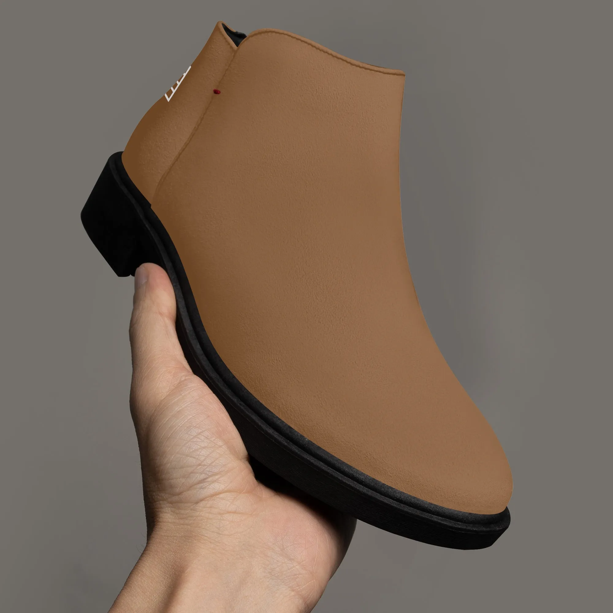 Sixty Eight 93 Logo White Chocolate Brown Suede Zipper Boots