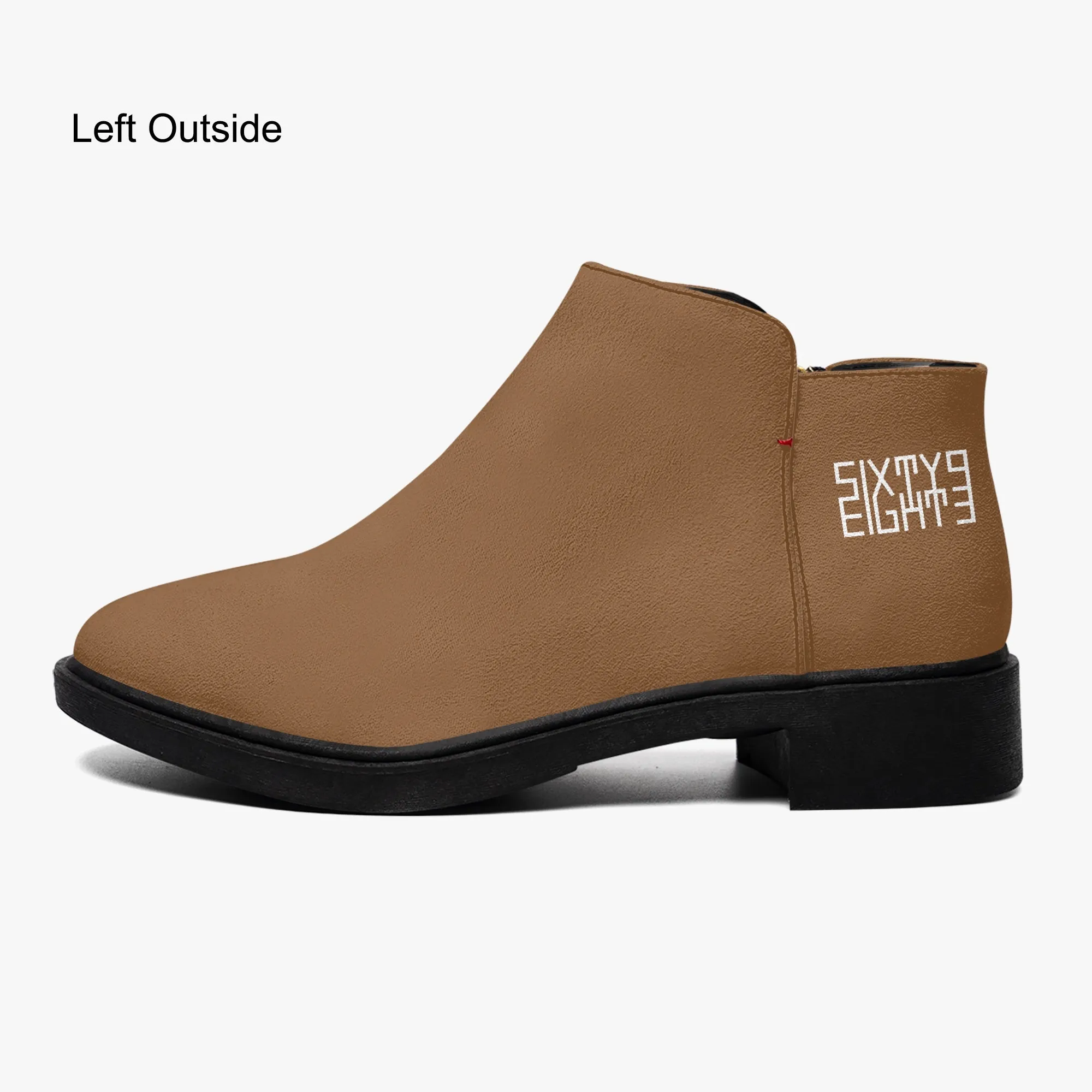 Sixty Eight 93 Logo White Chocolate Brown Suede Zipper Boots