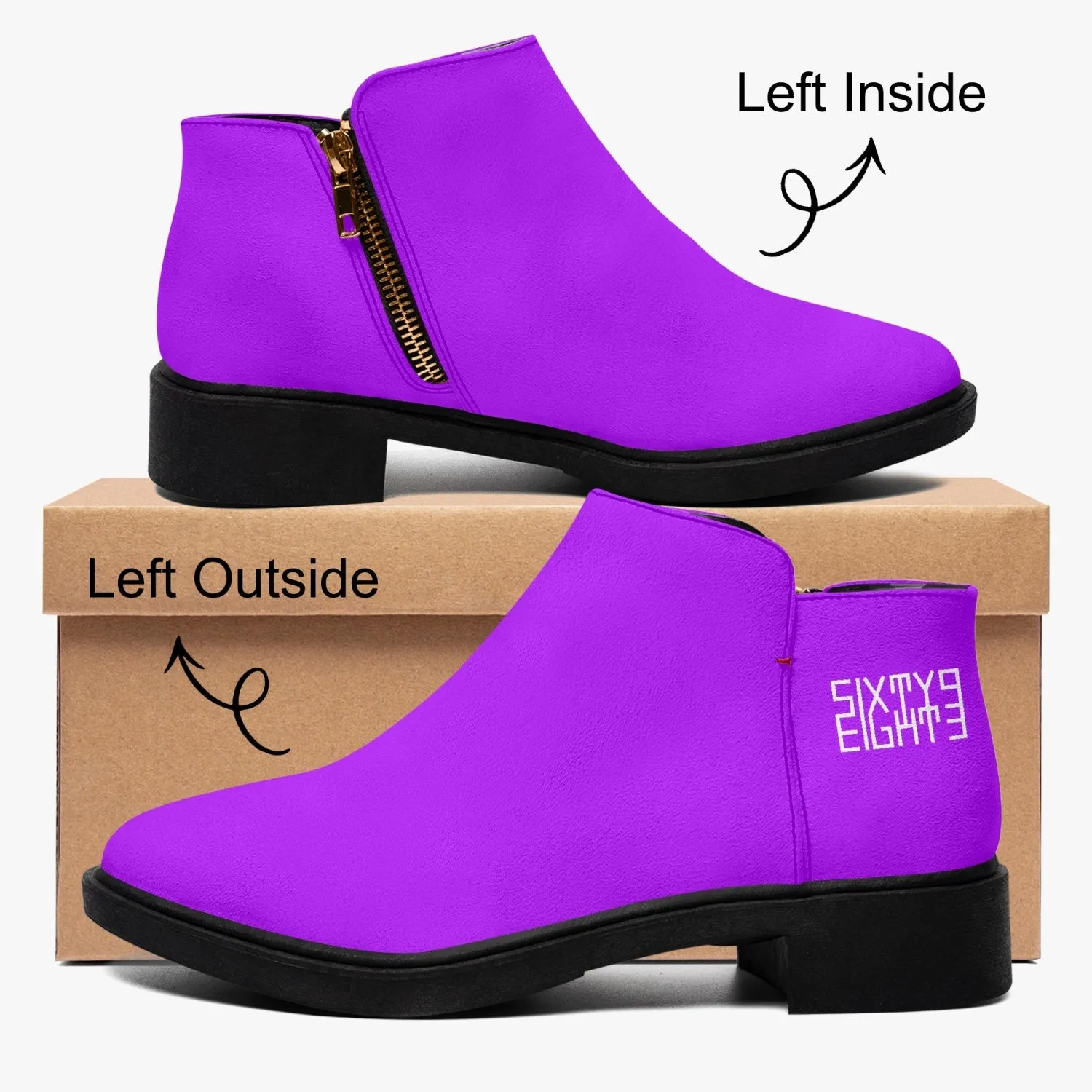 Sixty Eight 93 Logo White Grape Suede Zipper Boots