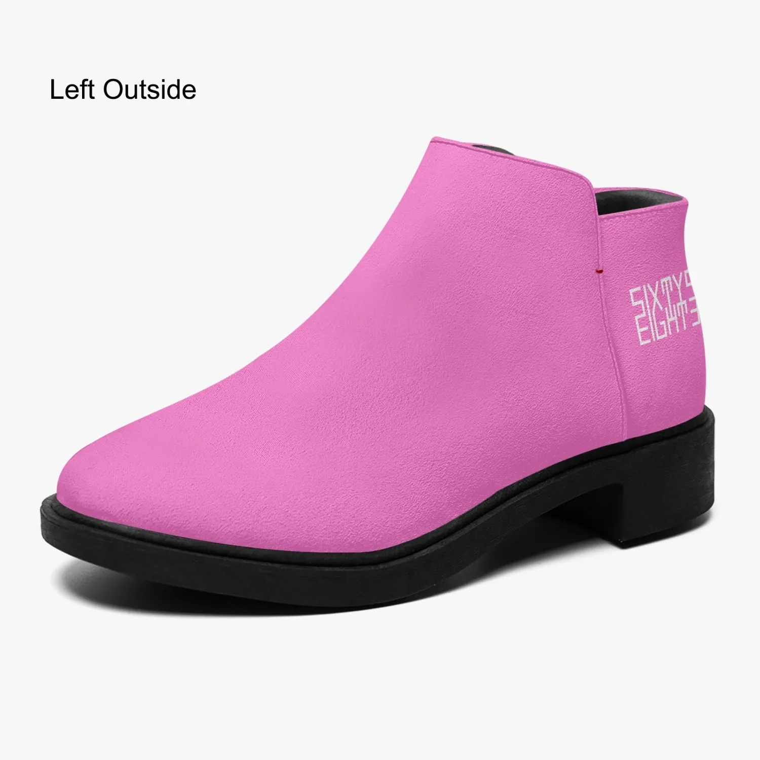 Sixty Eight 93 Logo White Pink Suede Zipper Boots