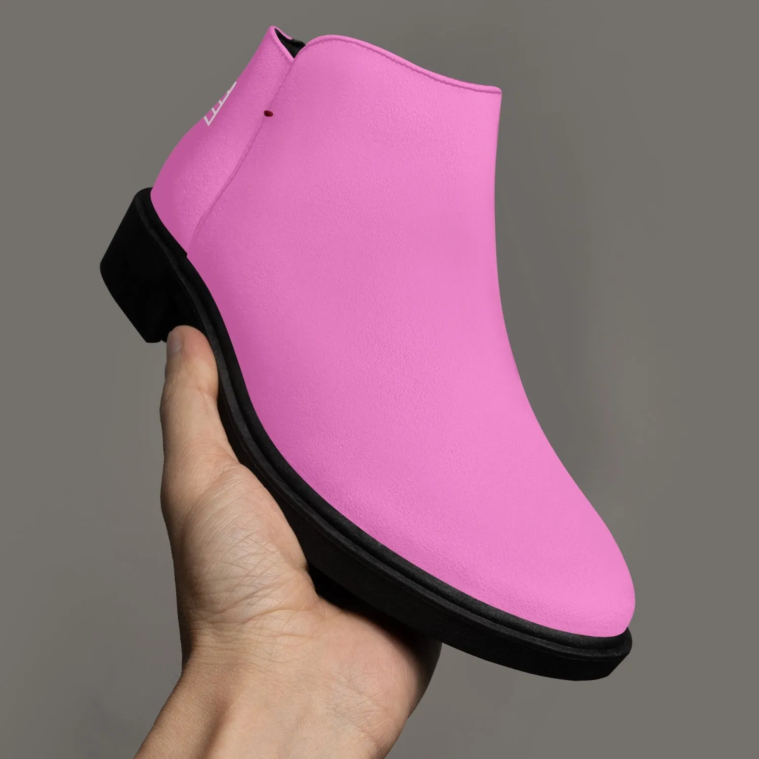 Sixty Eight 93 Logo White Pink Suede Zipper Boots