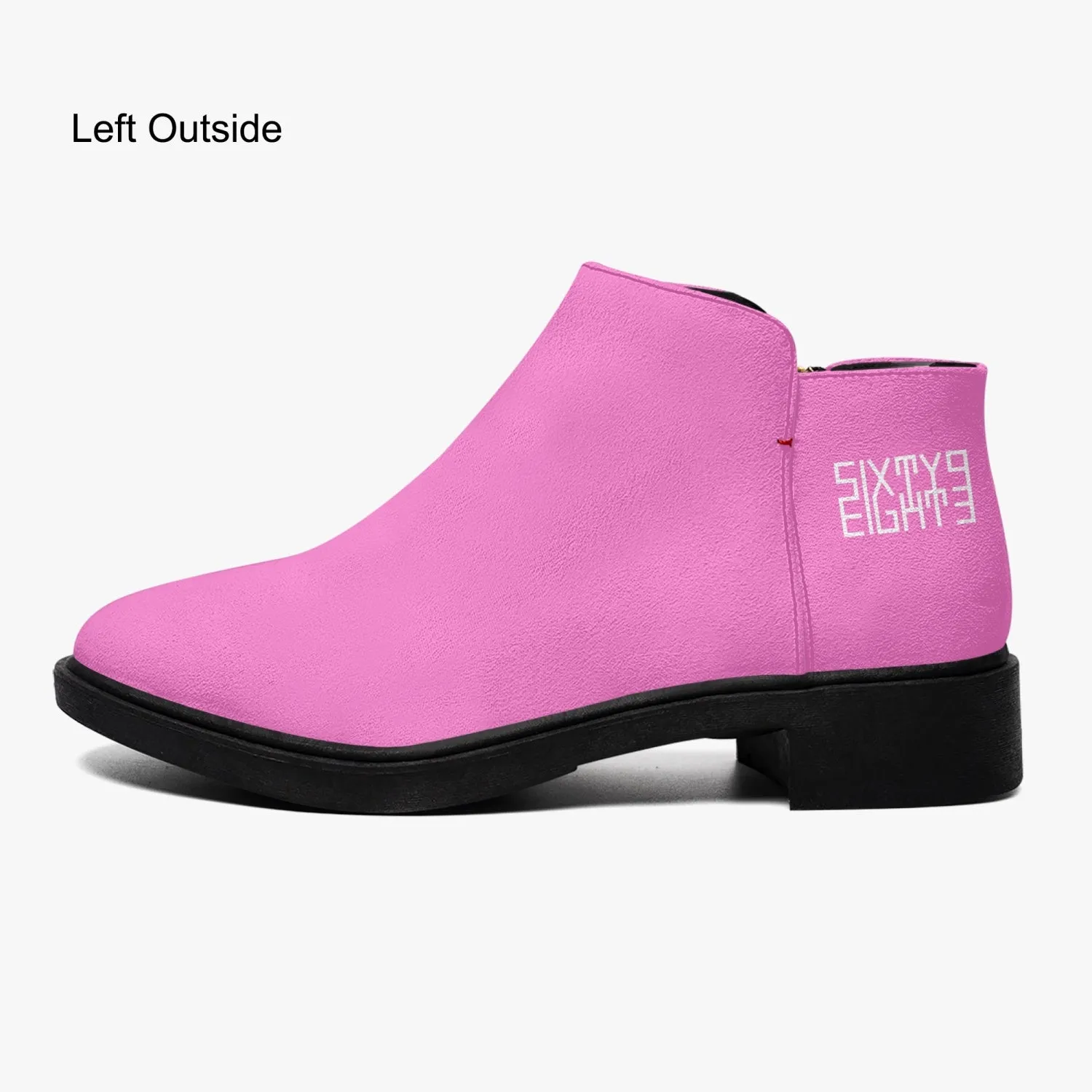 Sixty Eight 93 Logo White Pink Suede Zipper Boots