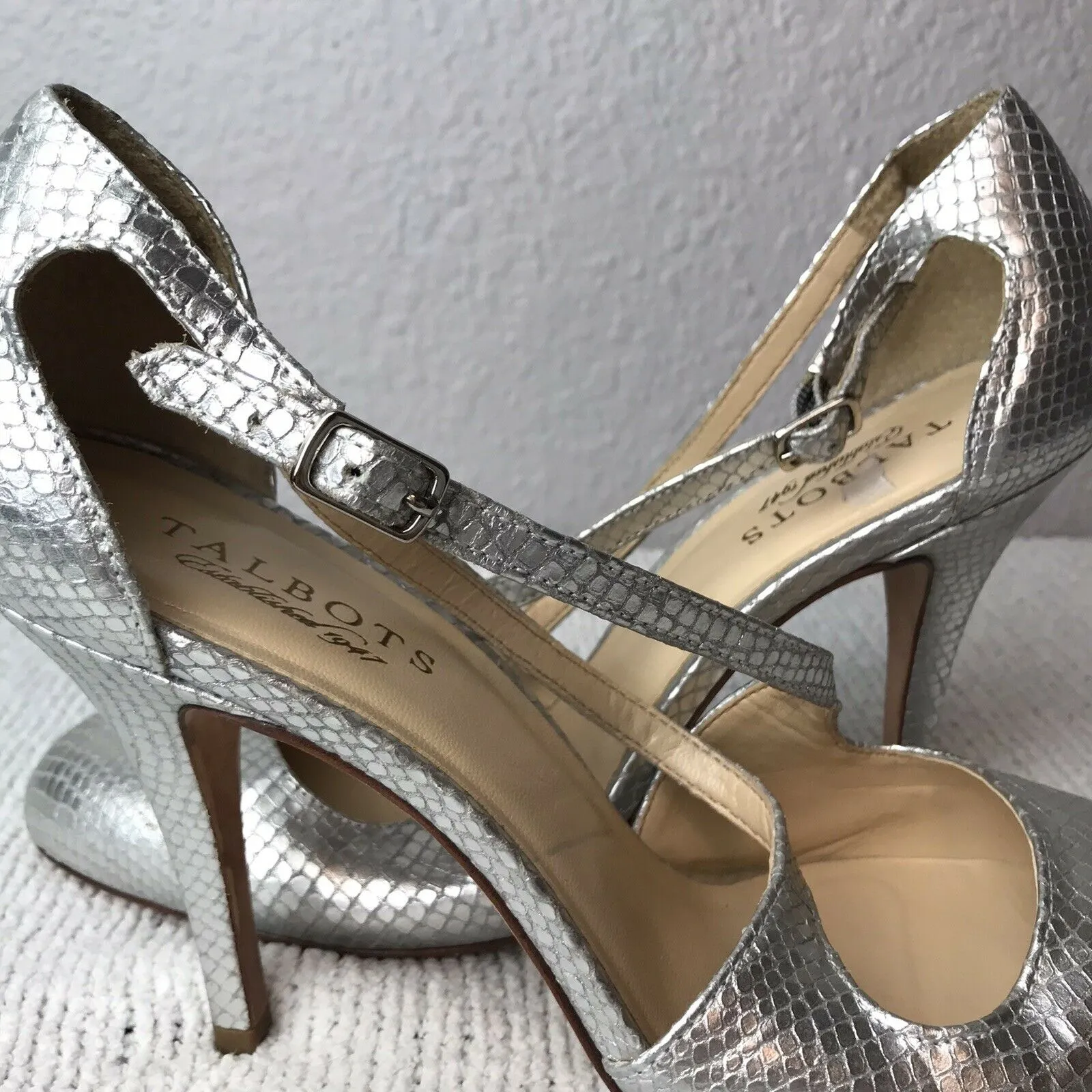 Snakeskin Embossed Ankle Strap Heels