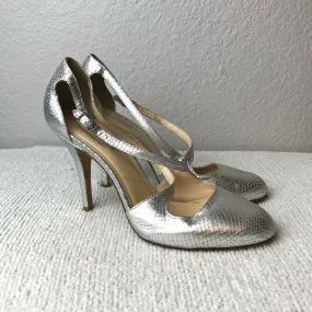 Snakeskin Embossed Ankle Strap Heels