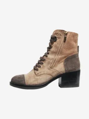 Taupe and grey suede ankle boots - size EU 41