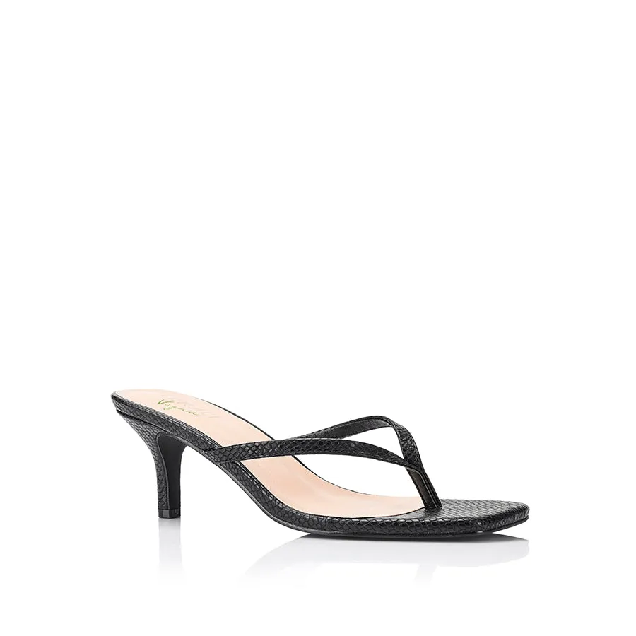 Taytum Heeled Thongs - Black Snake