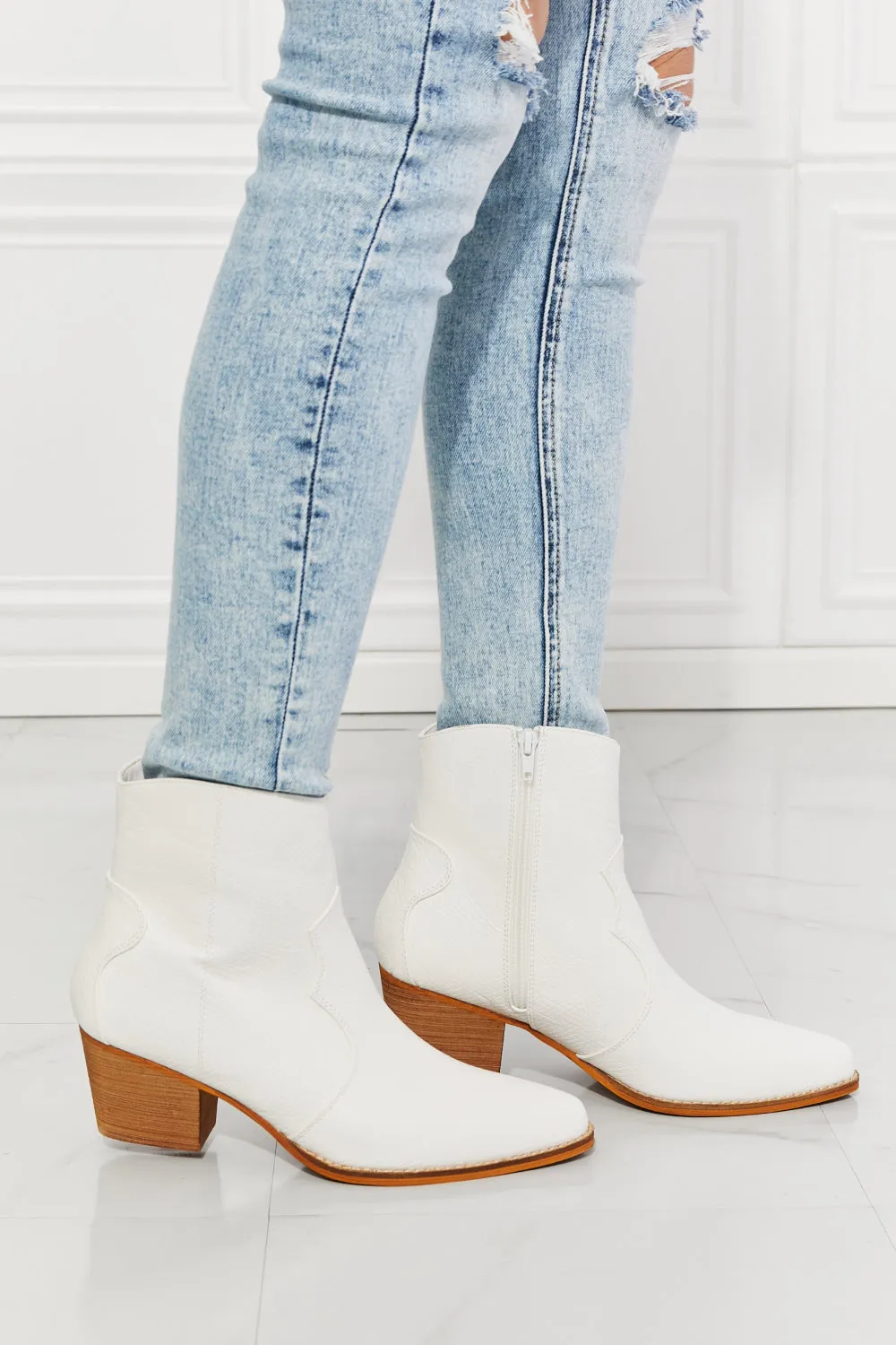 Western Ankle Boots in White