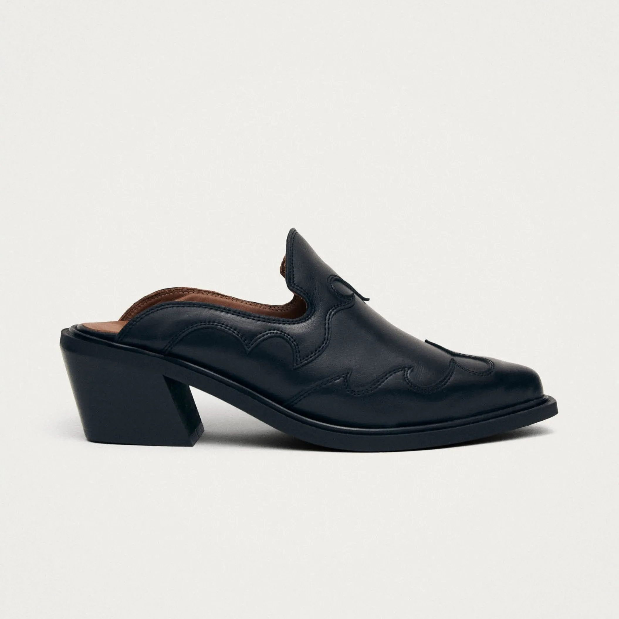 Weston Black Leather Mules